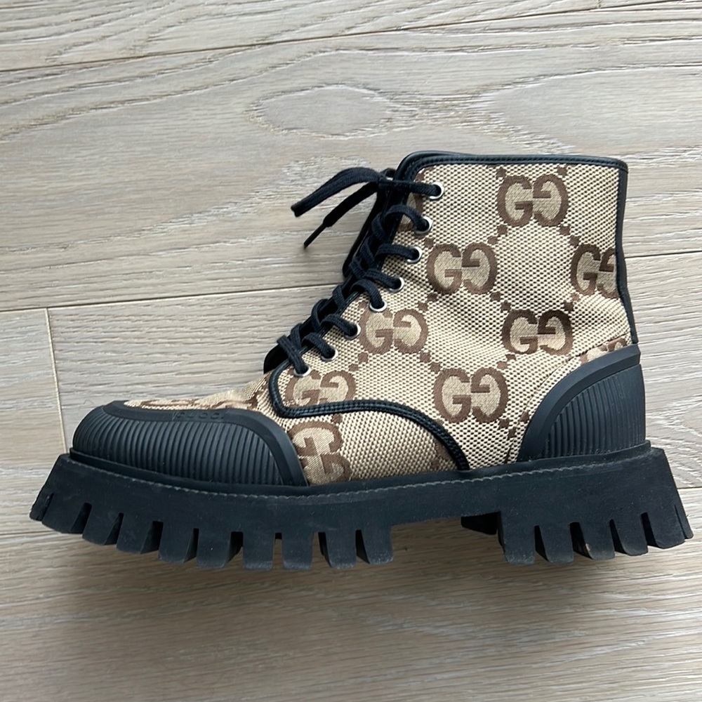 Current Season Gucci Monogram Combat Boots
